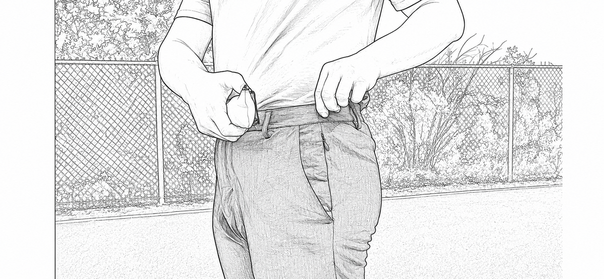 
Maintenez le pantalon bien droit avec l’autre main.
